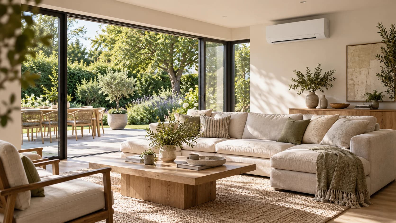 Illustrative modern home with discreet wall-mounted air conditioning